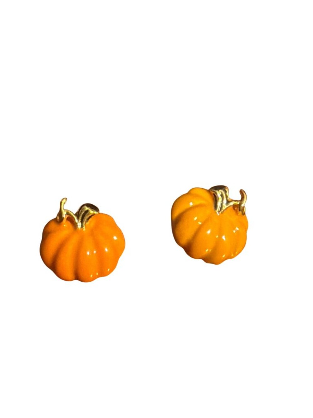 Vintage Best Pumpkin Pin Pendant Earrings Brooch Gold Tone Orange Enamel Estate - Picture 5 of 7